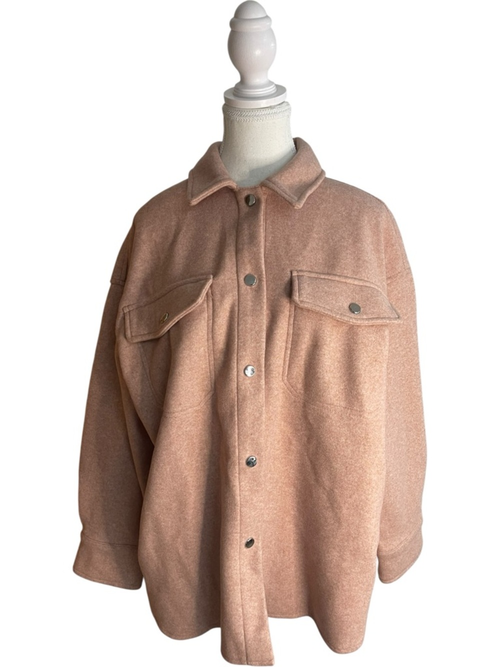 Zara Soft Overshirt Shacket Bomber Jacket Pink